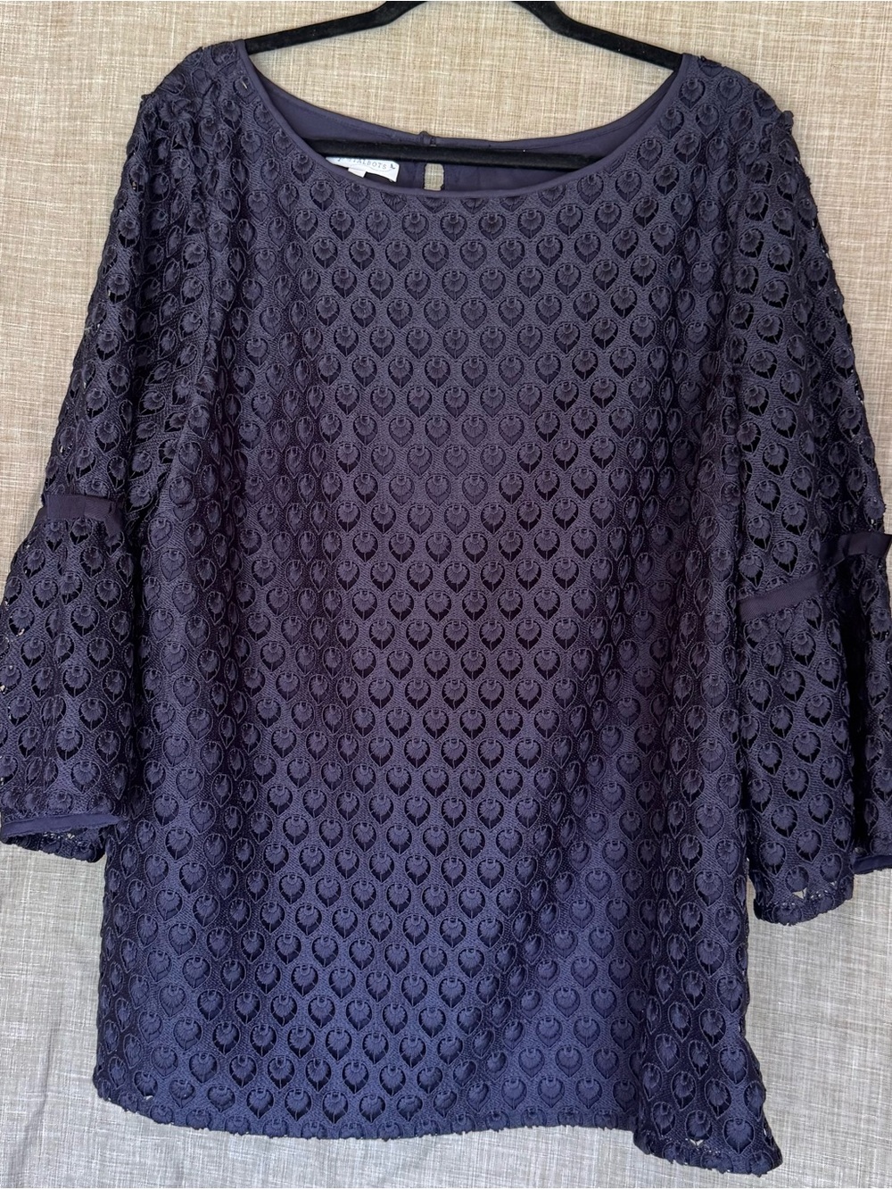 Women’s Navy Eyelet Lace Blouse - Unbranded